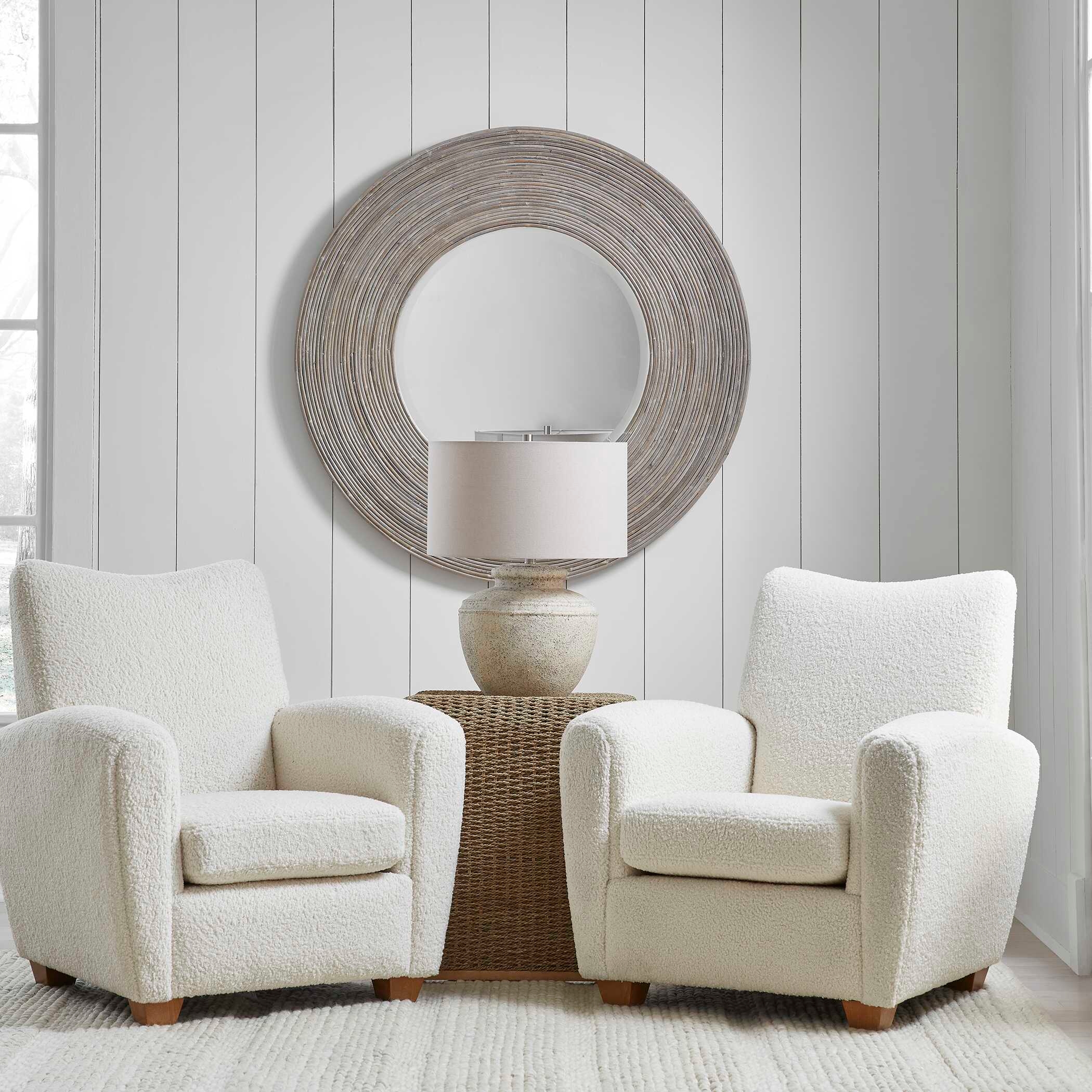 Uttermost Vortex Vortex White Washed Round Mirror