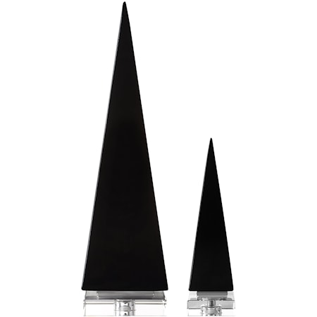 Great Pyramids Sculpture In Black, S/2