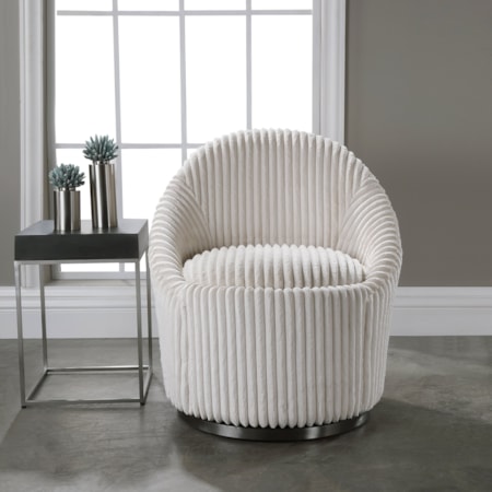 Crue White Swivel Chair