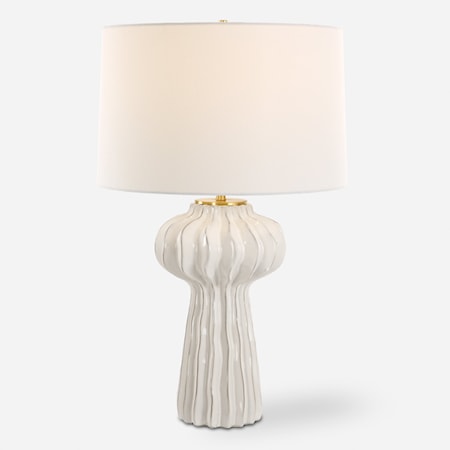 Wrenley Ridged White Table Lamp