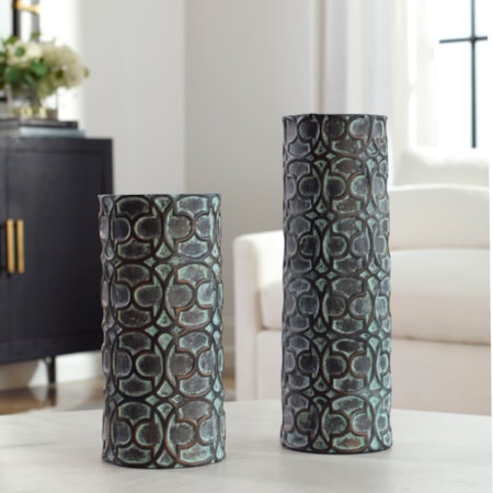 Baltra Bronze Patina Vases S/2