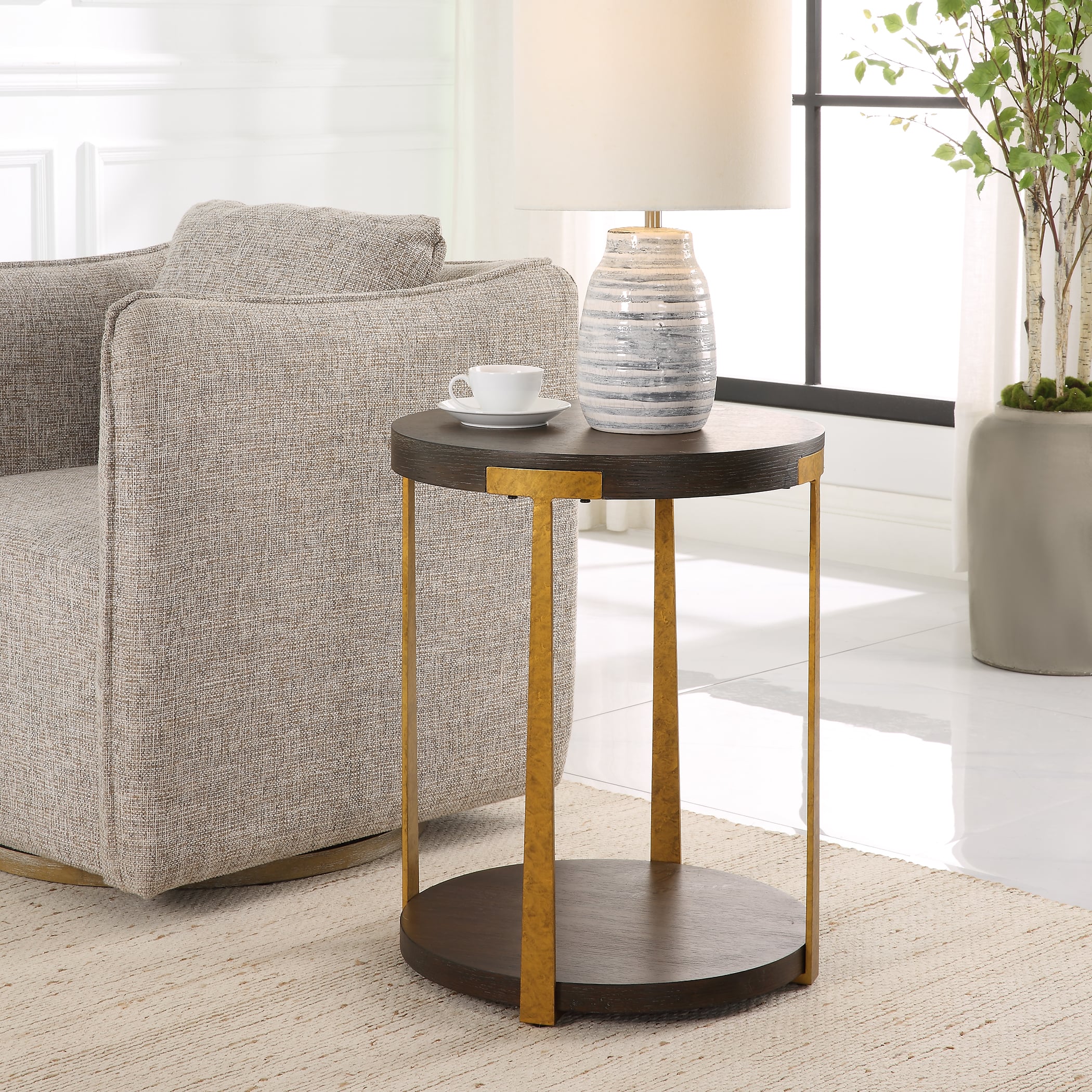 Uttermost Palisade Palisade Round Wood Side Table