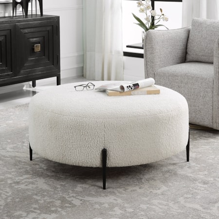 Arles Large Plush White Ottoman