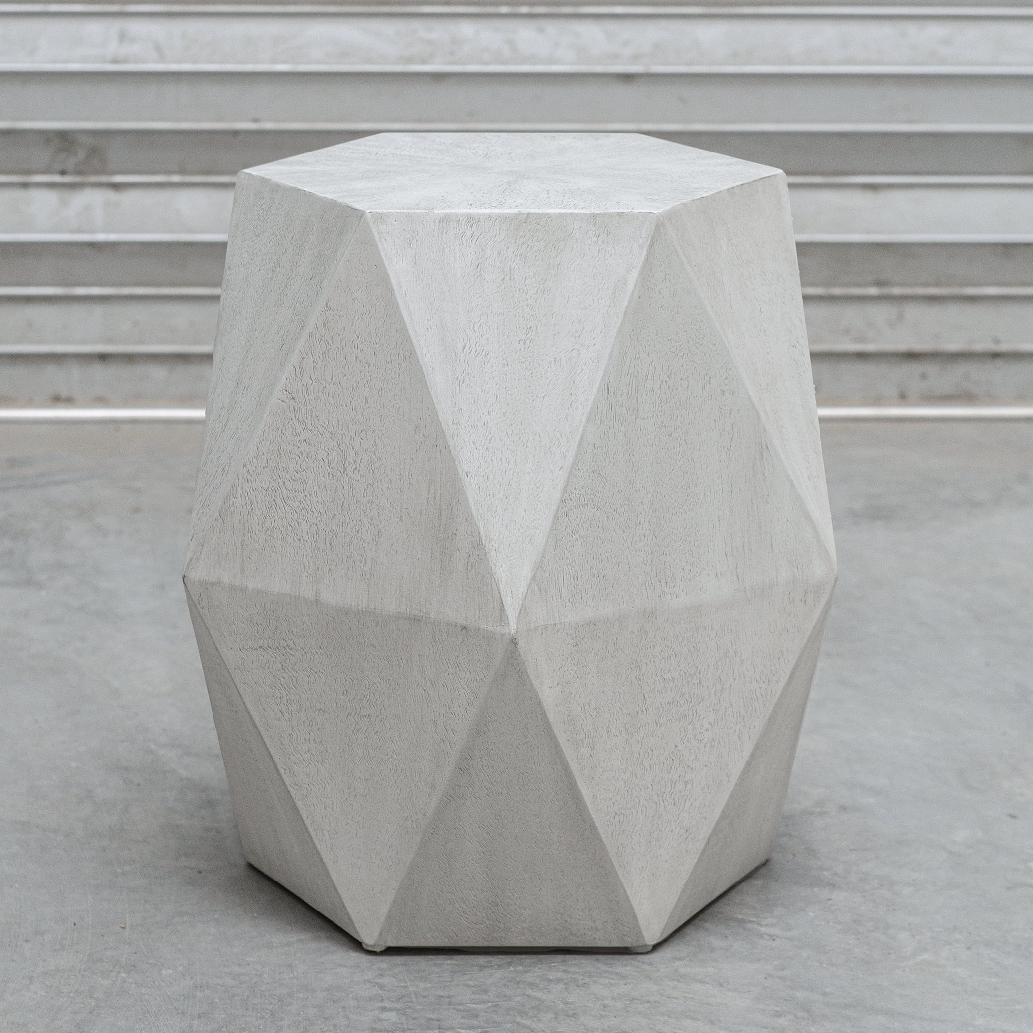 White Geometric Accent Table