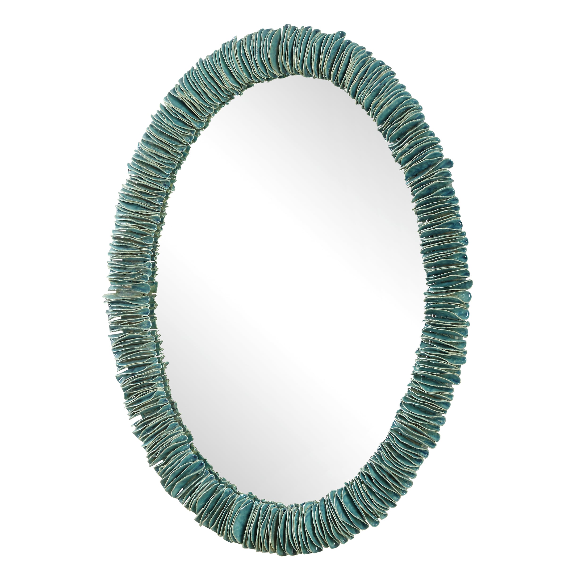 Bonaire Teal Blue Oval Mirror