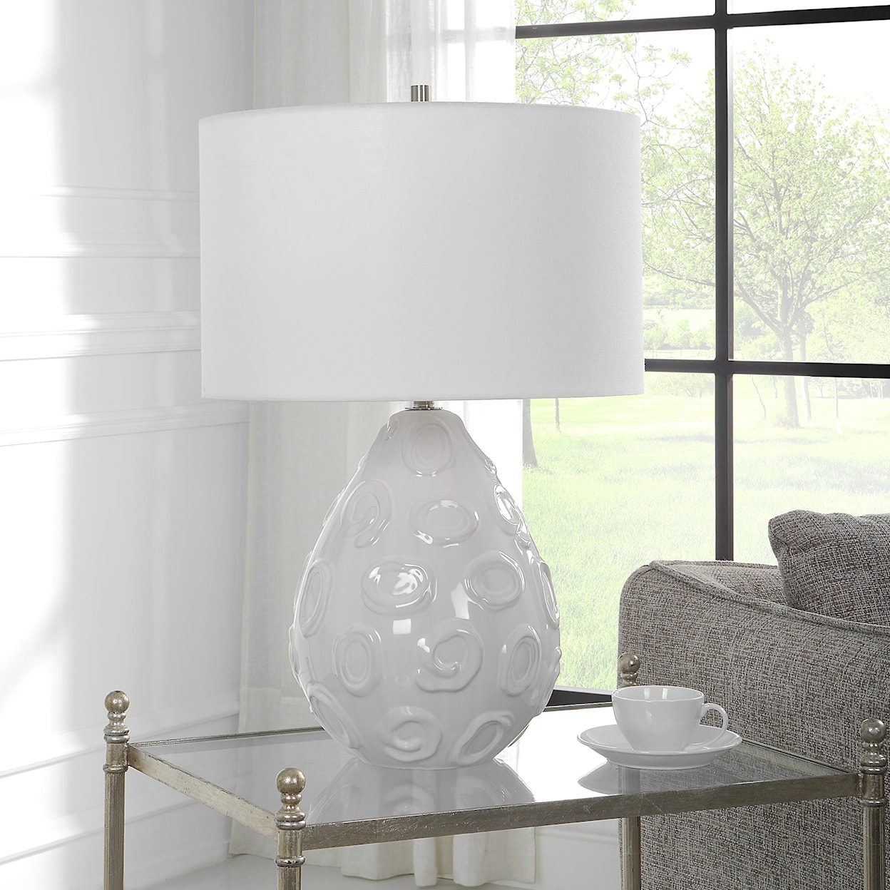 Uttermost Loop Loop White Glaze Table Lamp