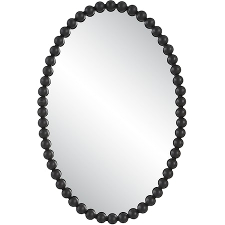 Contemporary Oval Wall Mirror with Black Mirror Trim