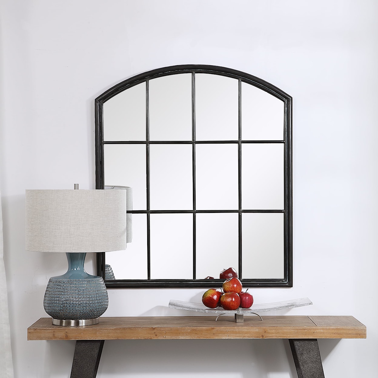 Uttermost Arched Mirror Lyda Aged Black Arch Mirror