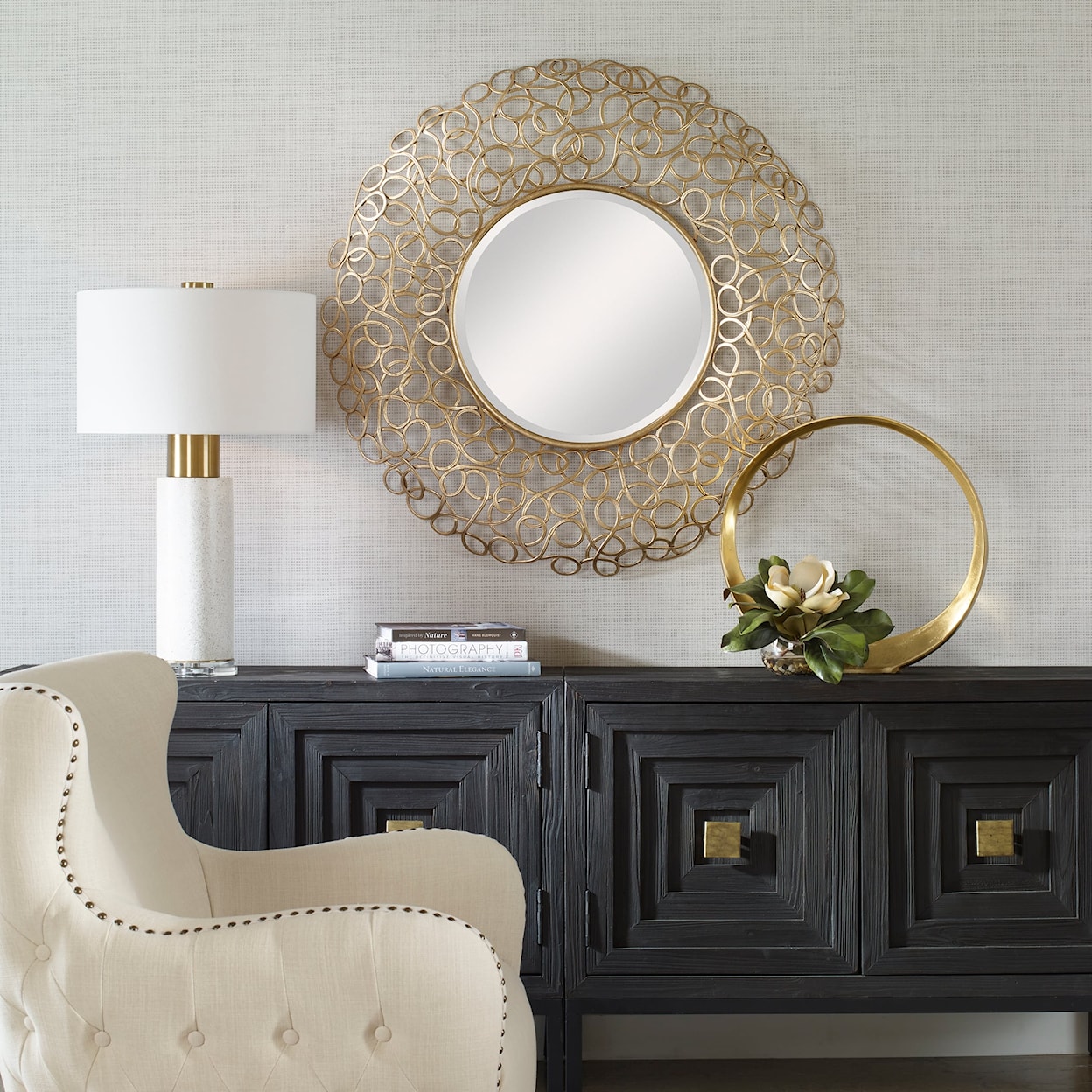 Uttermost Swirl Swirl Round Gold Mirror