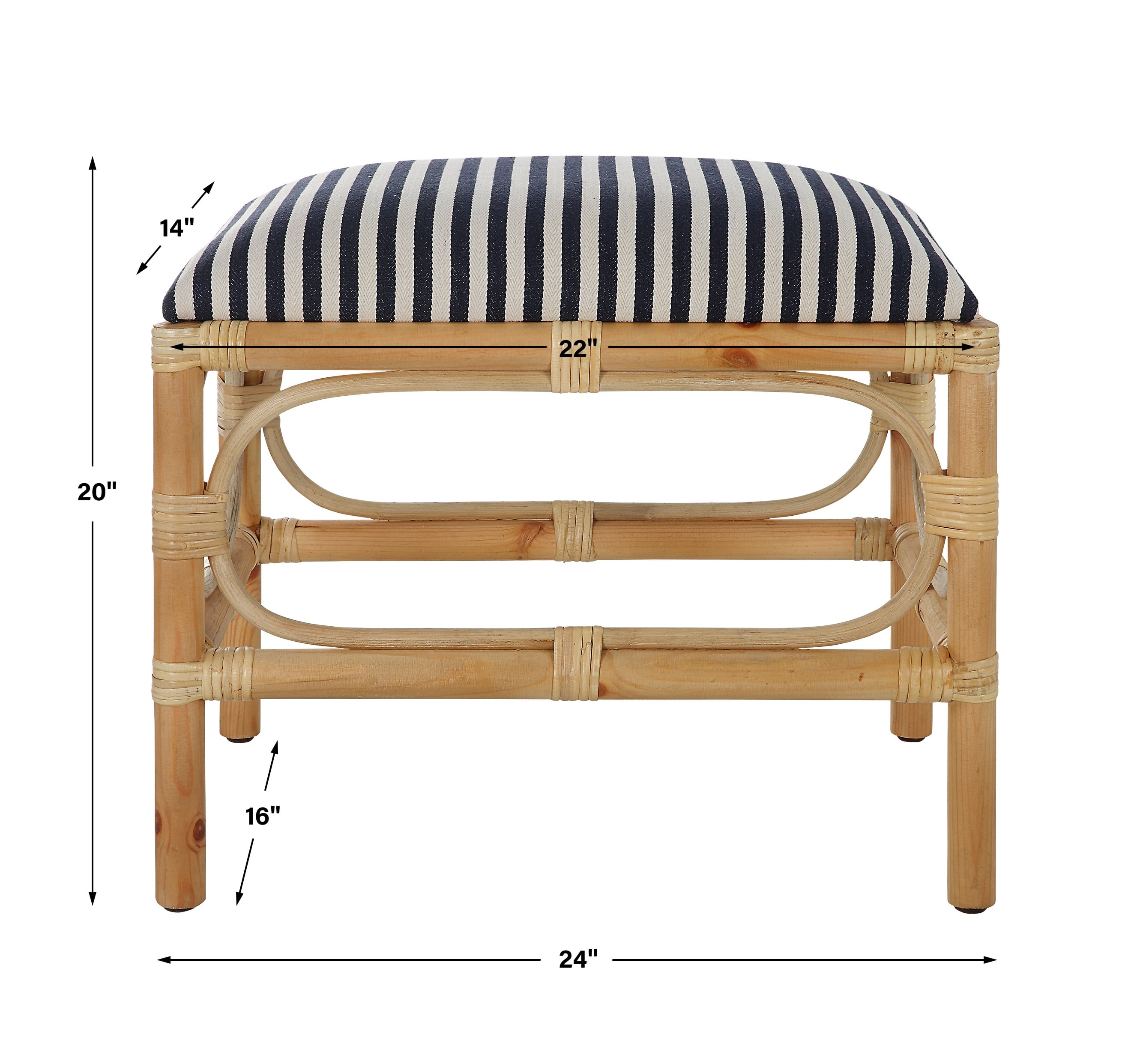 Uttermost Accent Furniture - Benches Laguna Small Striped Bench