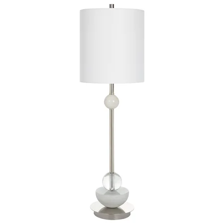 Contemporary Nickel Buffet Lamp with Crystal Accents