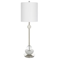 Contemporary Nickel Buffet Lamp with Crystal Accents