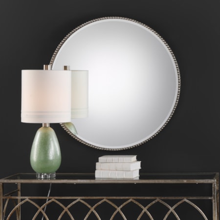 Stefania Beaded Round Mirror