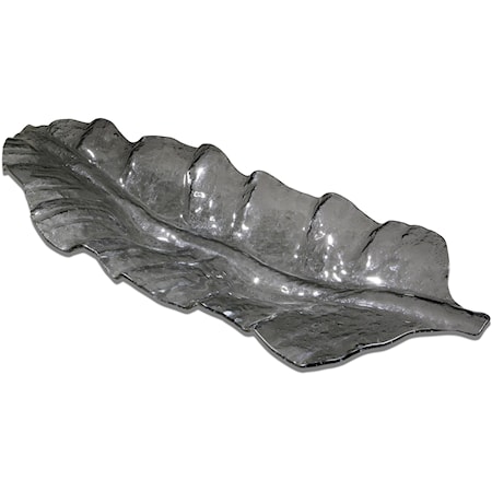 Smoked Leaf Glass Tray