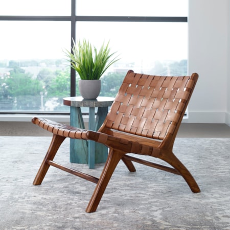 Plait Woven Leather Accent Chair