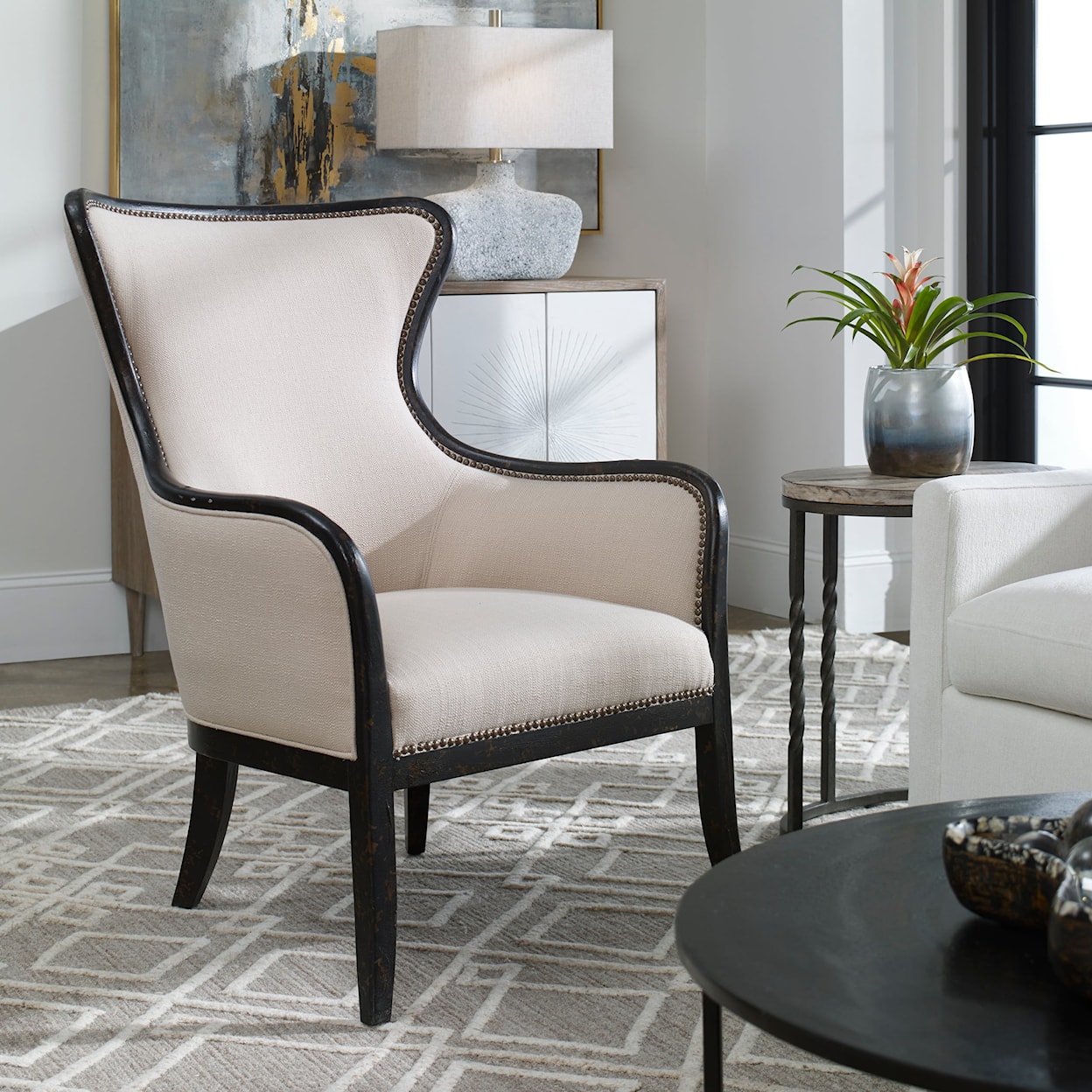 Uttermost Accent Furniture - Accent Chairs Sandy Wing Chair