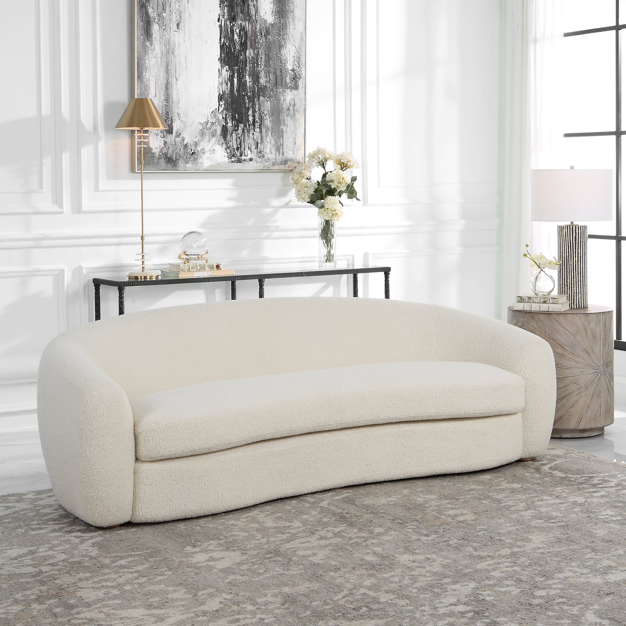 Uttermost Capra Upholstered Faux Shearling Sofa