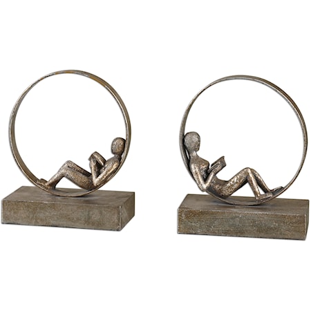 Lounging Reader Bookends Set of 2
