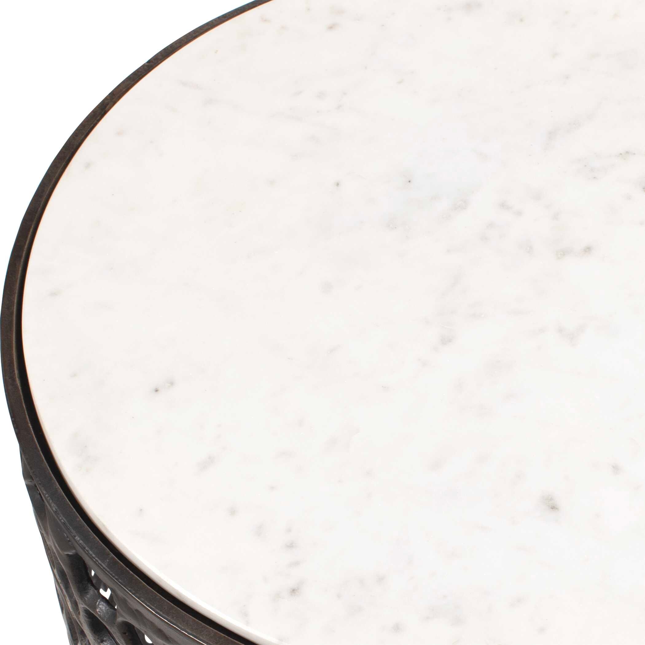 Sabena White Marble Outdoor Side Table