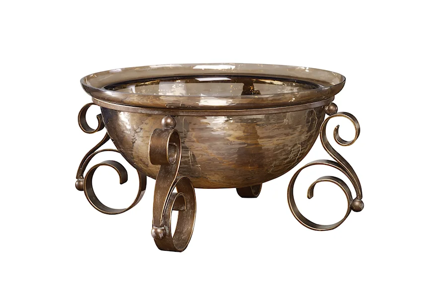 Accessories Alya Bronze Glass Bowl by Uttermost at Mueller Furniture