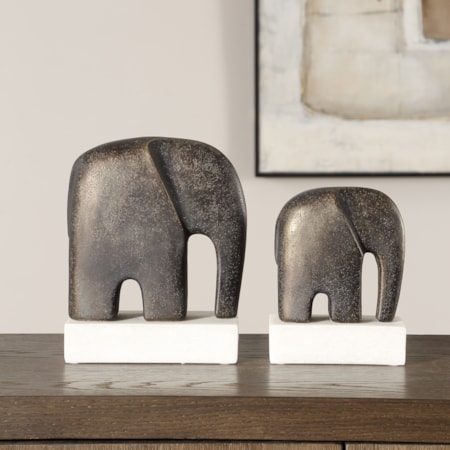 Timeless Tusk Bronze Sculptures Set/2