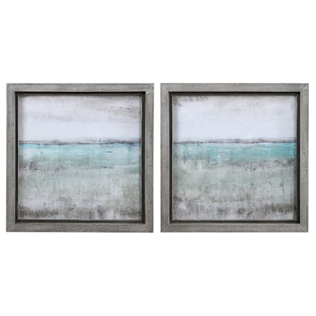 Aqua Horizon Framed Prints, Set/2