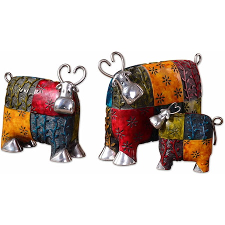 Colorful Cows Accessories Set of 3