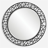 Contemporary Mosaic Metal Round Mirror