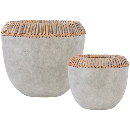 Aponi Concrete Ray Bowls, Set of 2