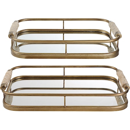 Rosea Brushed Gold Trays S/2