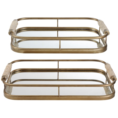 Rosea Brushed Gold Trays S/2