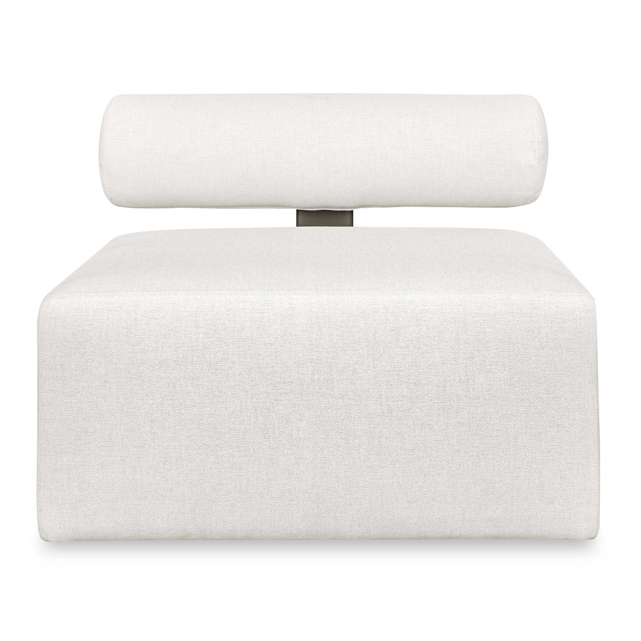 Bolster Back White Armless Outdoor Sofa