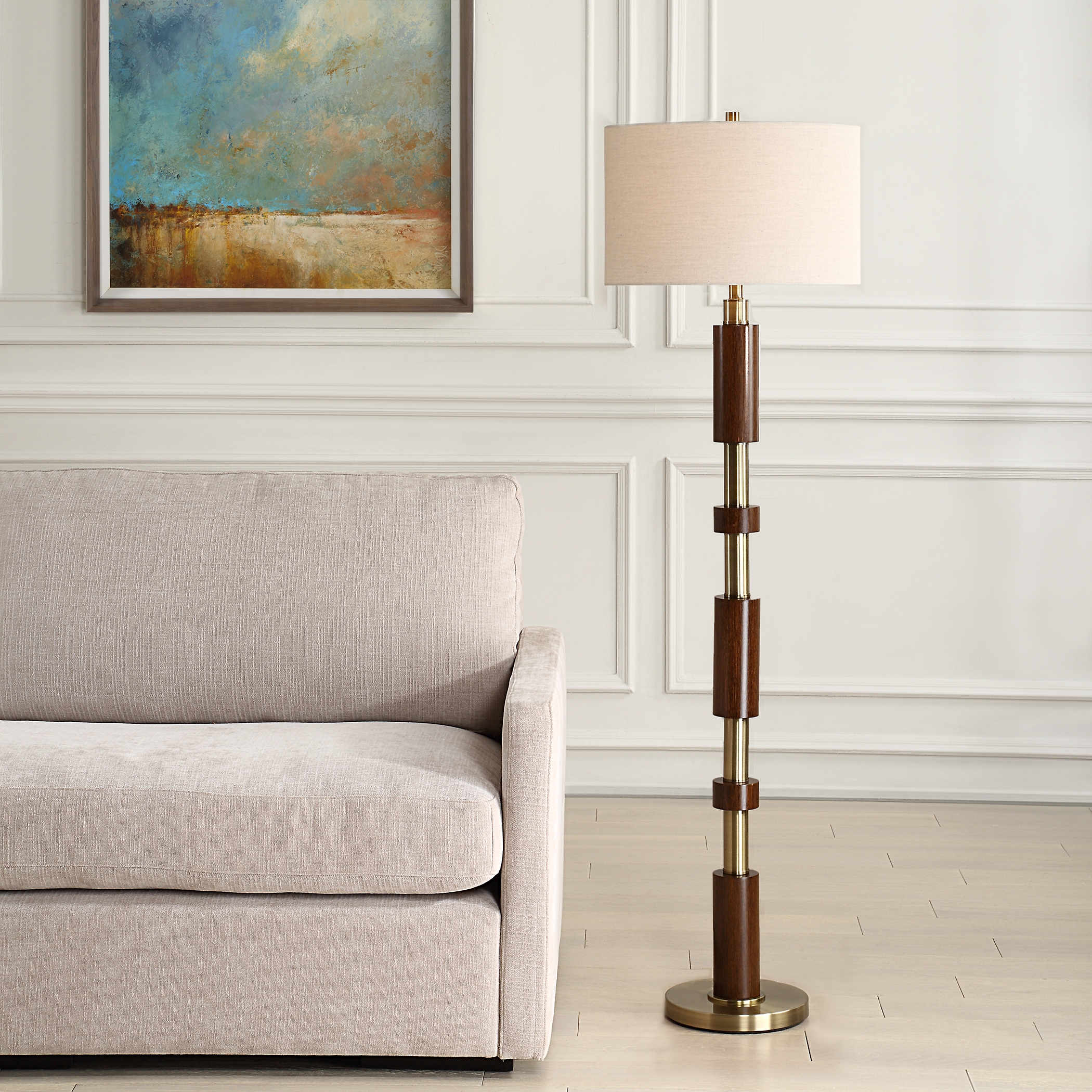 Uttermost Stacked Stacked Wooden Floor Lamp