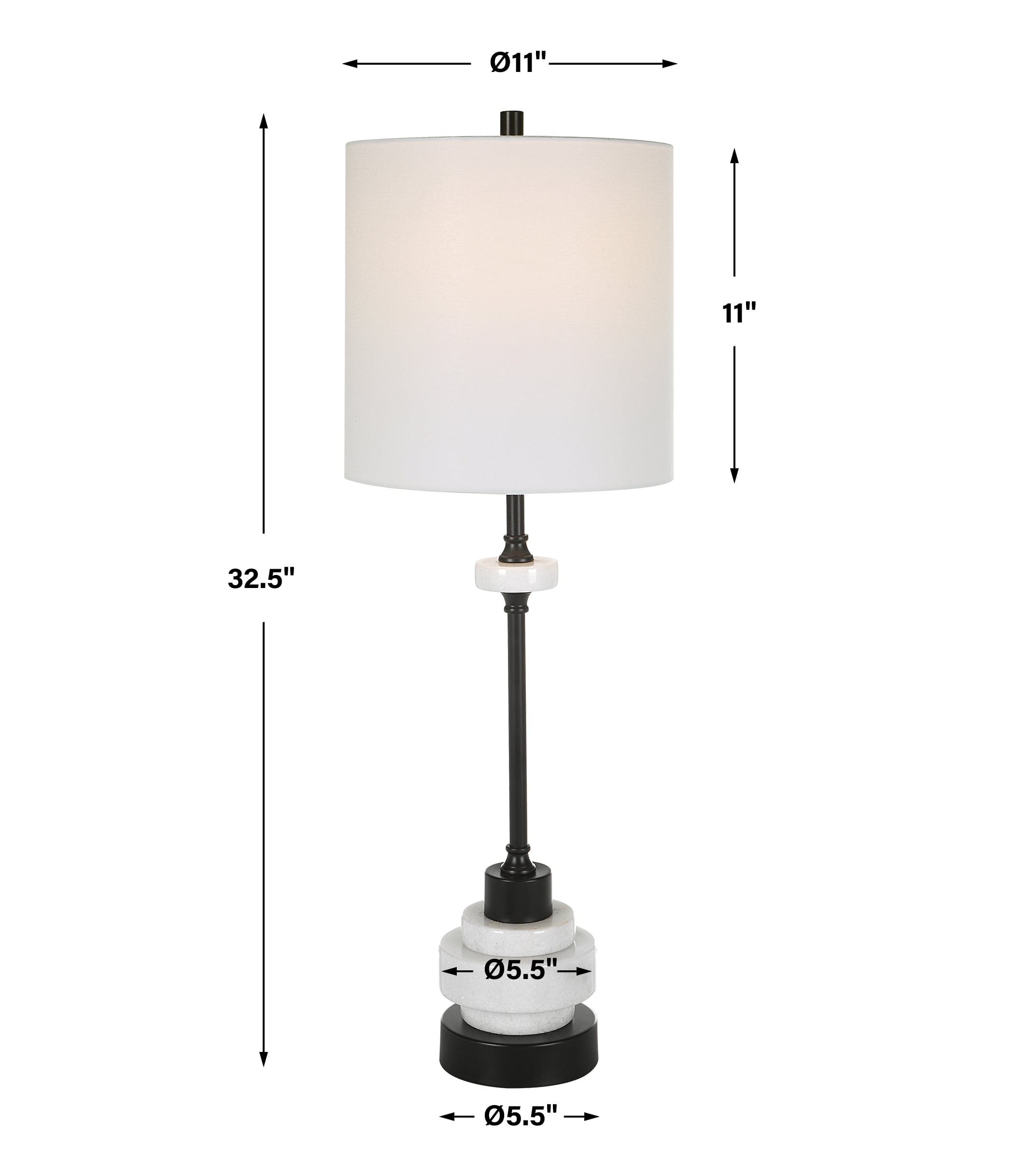 Buffet Table Lamp with White Lamp Shade