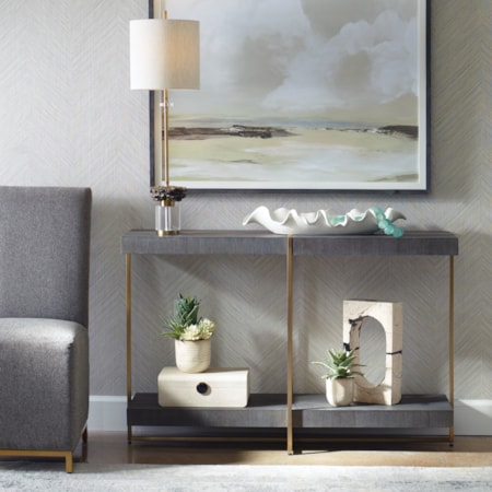 Taja Modern Brass / Wood Console Table