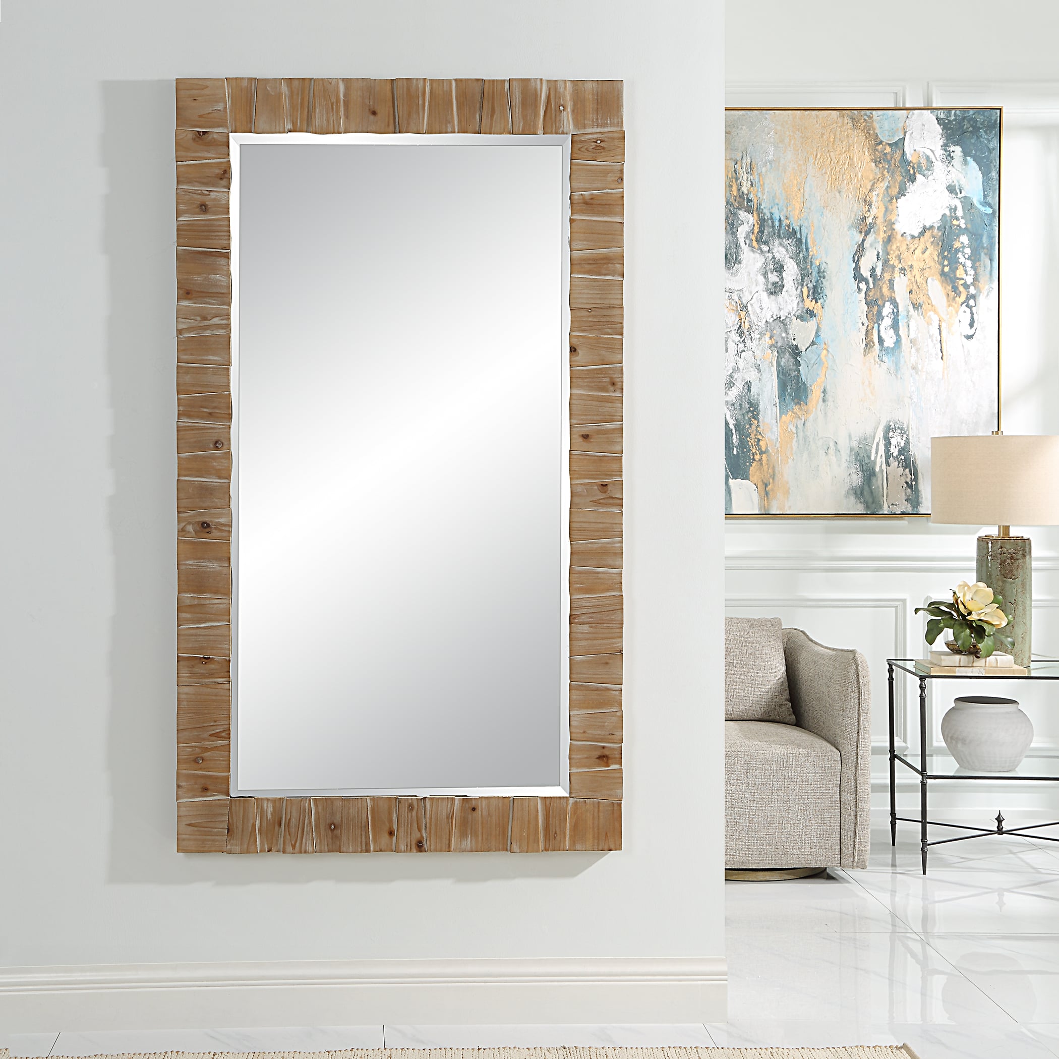 Ayanna Gray Washed Wood Mirror