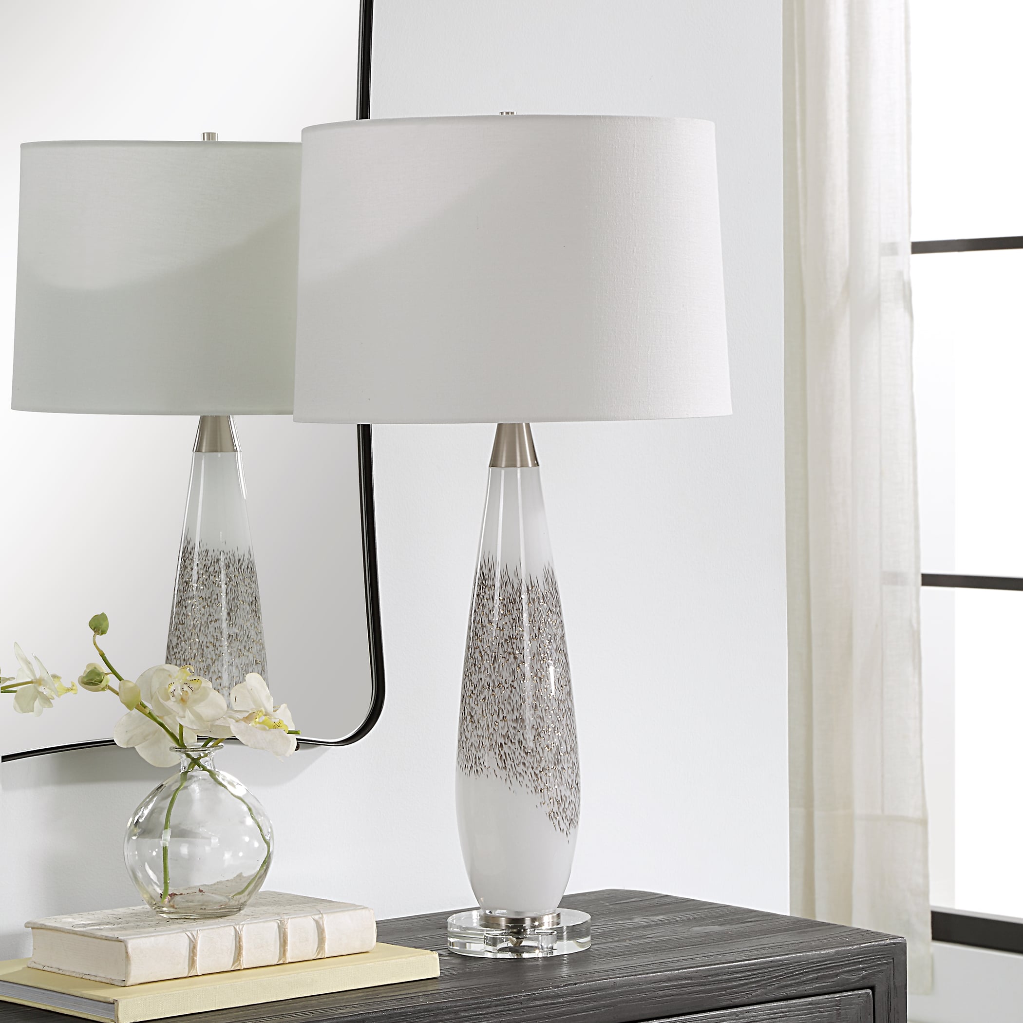 Quinn White &amp; Silver Table Lamp