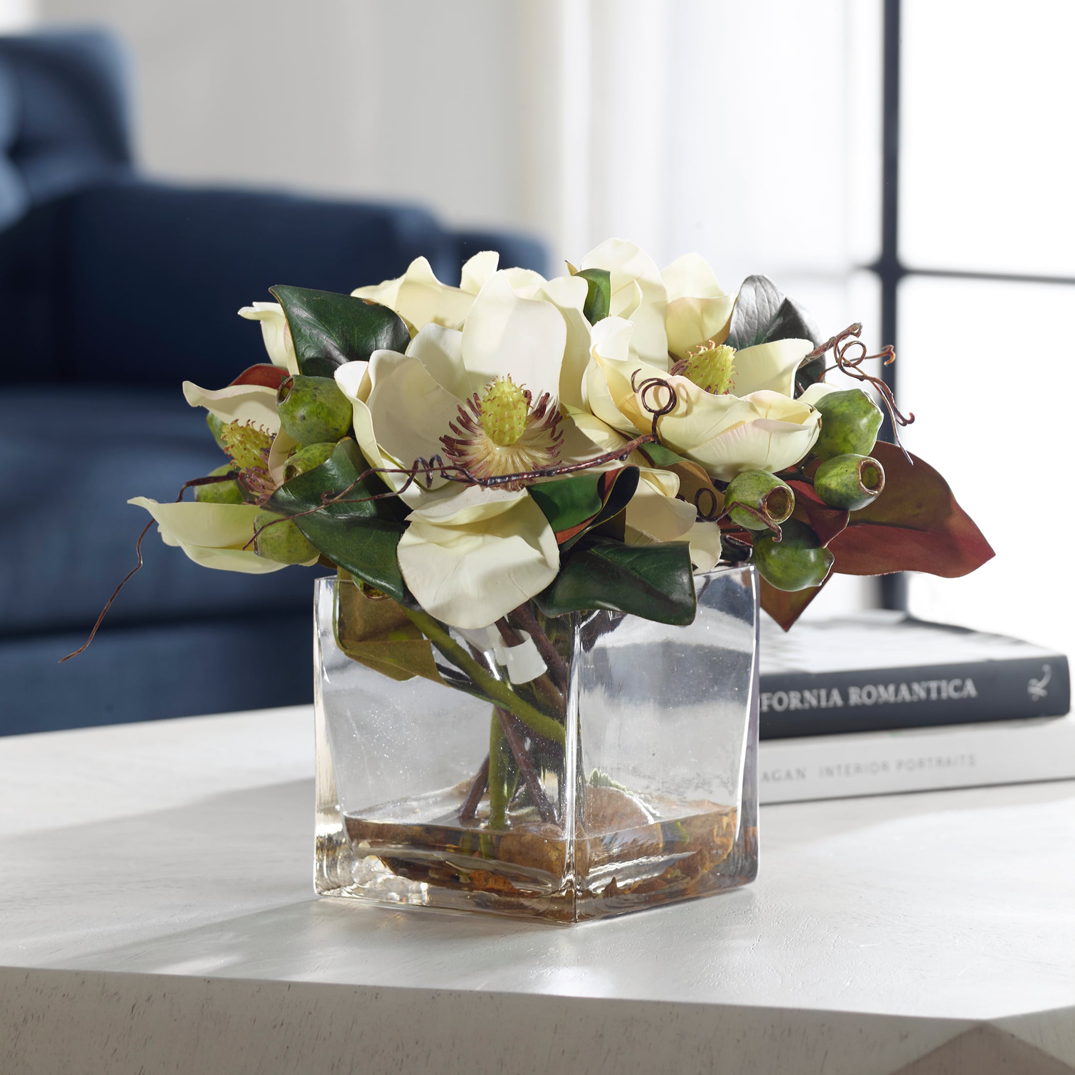Magnolia Bouquet with Glass Vase