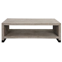 Rustic White Washed Coffee Table with Open Shelving