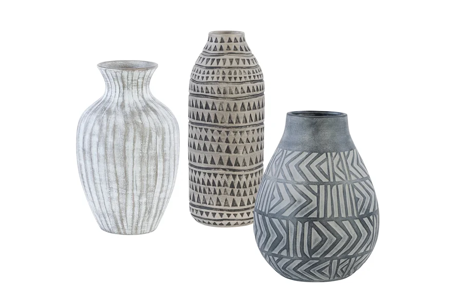 Accessories - Vases and Urns Natchez Geometric Vases, S/3 by Complete Accents at Sprintz Furniture