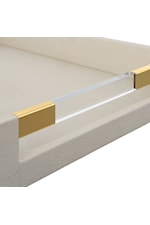 Uttermost Wessex White Faux Shagreen Tray with Acrylic And Brass Handles