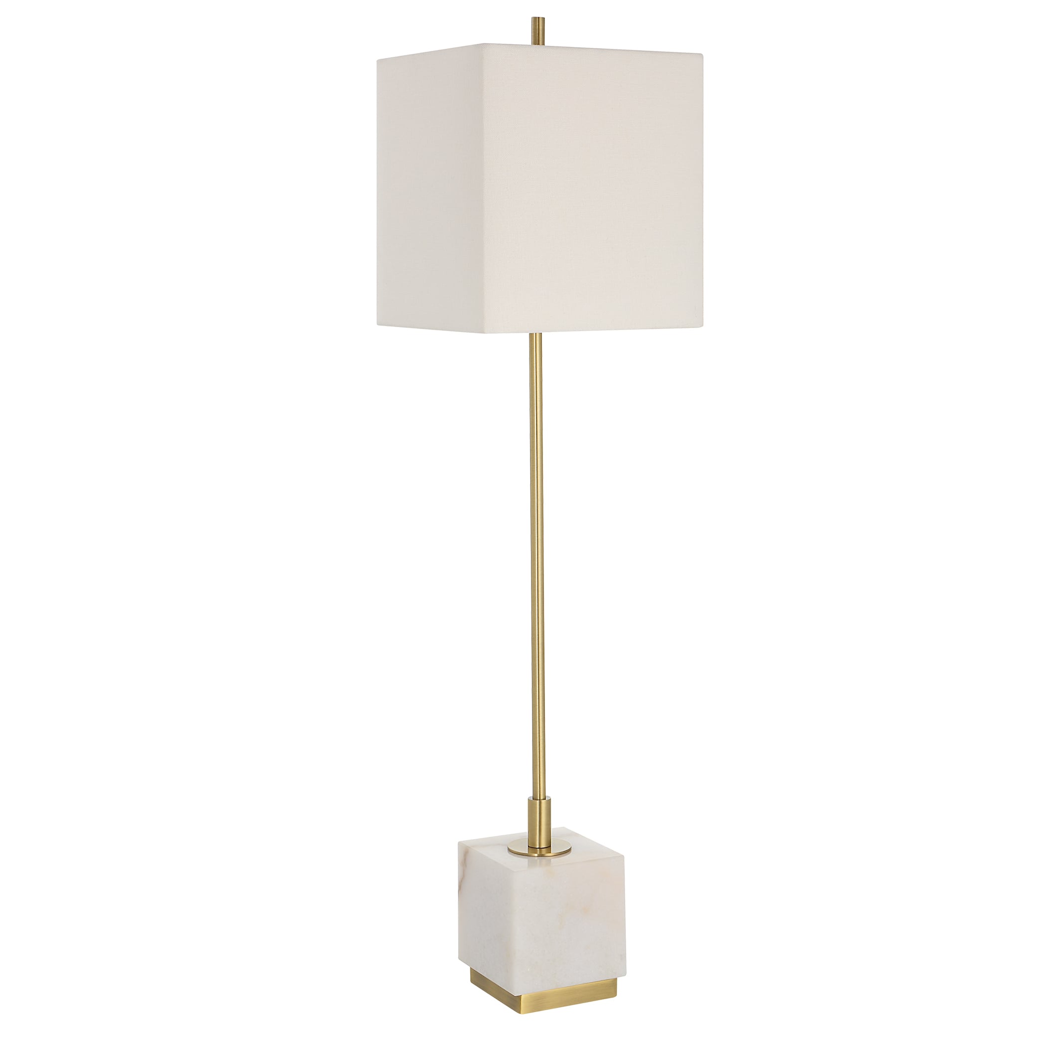 Brass Buffet Lamp with a Marble Block Foot