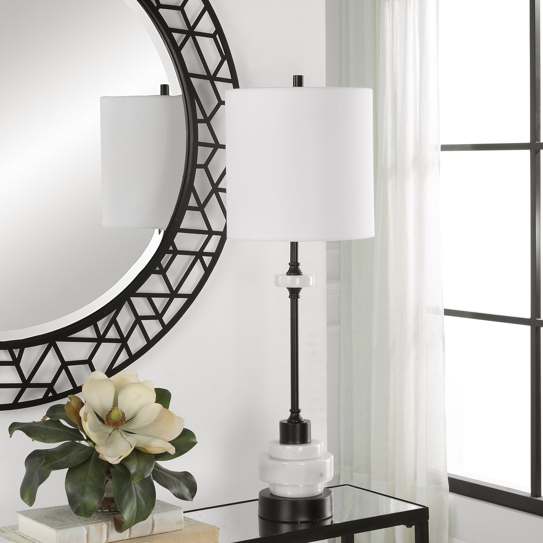 Buffet Table Lamp with White Lamp Shade