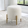 Uttermost Arles Arles White Shearling Brass Ottoman