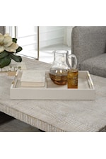 Uttermost Wessex White Faux Shagreen Tray with Acrylic And Brass Handles