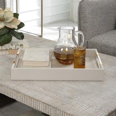 White Faux Shagreen Tray