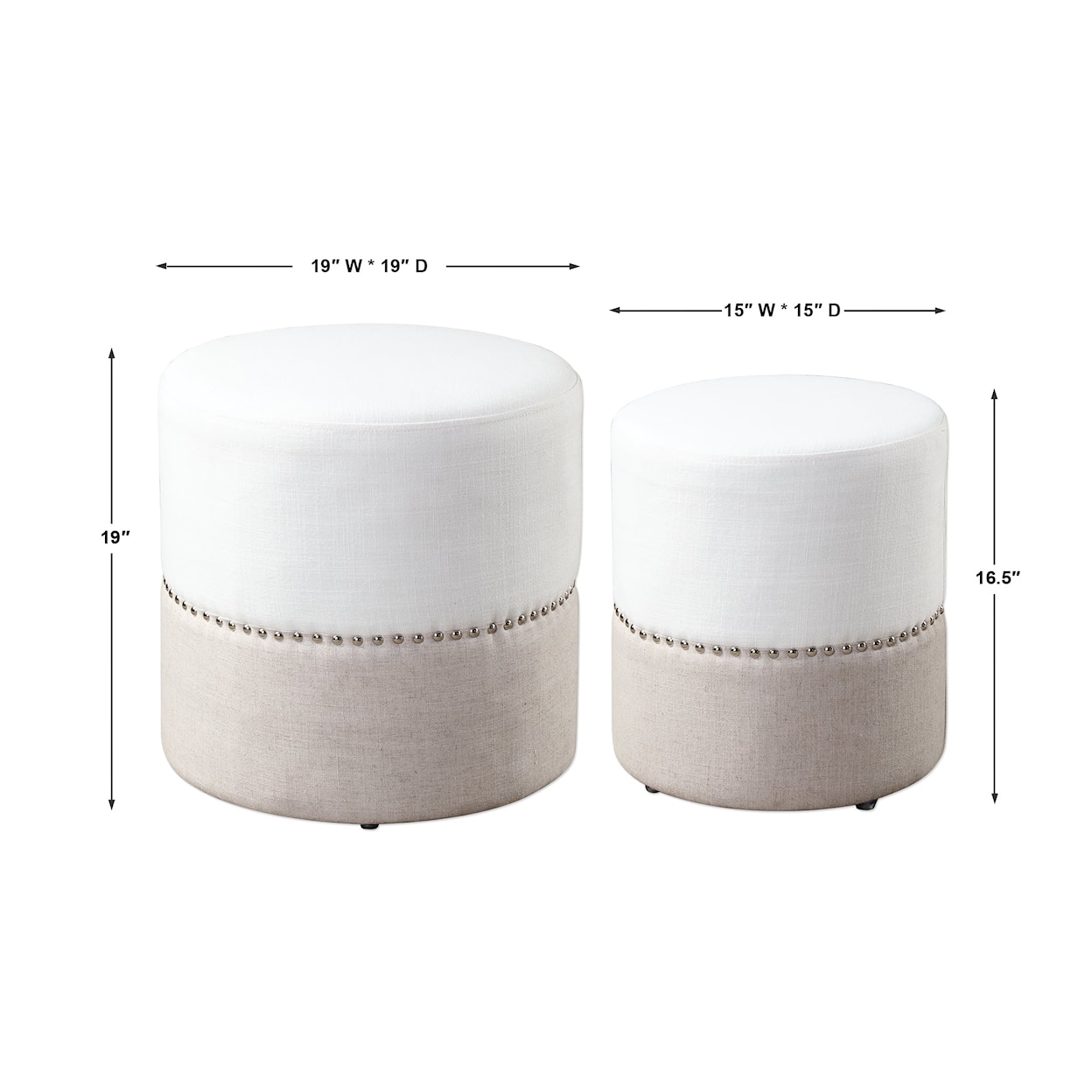 Uttermost Accent Furniture - Ottomans Tilda Two-Toned Nesting Ottomans