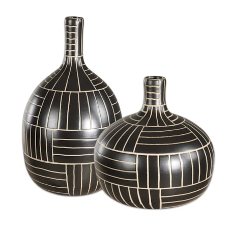 Graphite Stride Geometric Vases
