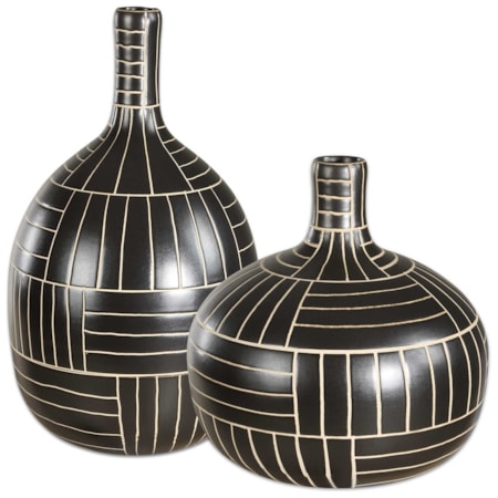 Graphite Stride Geometric Vases