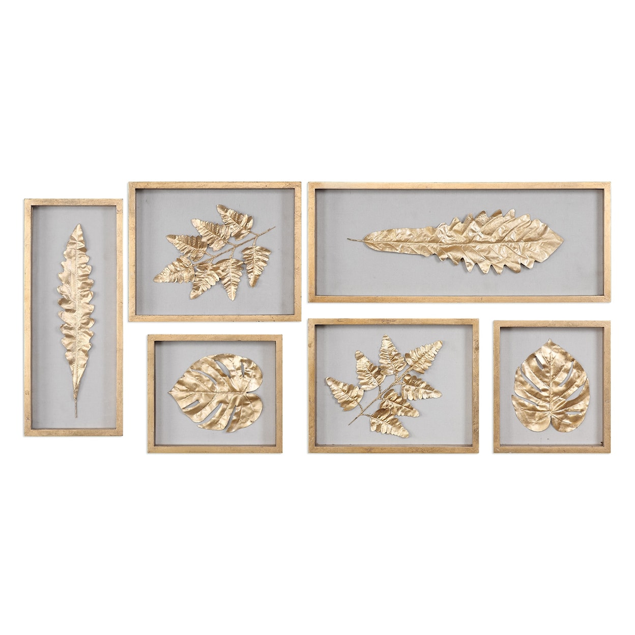 Uttermost Alternative Wall Decor Golden Leaves Shadow Box (Set of 6)